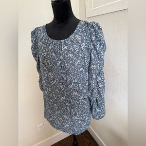 Max Studio Floral Print Blouse in Blue